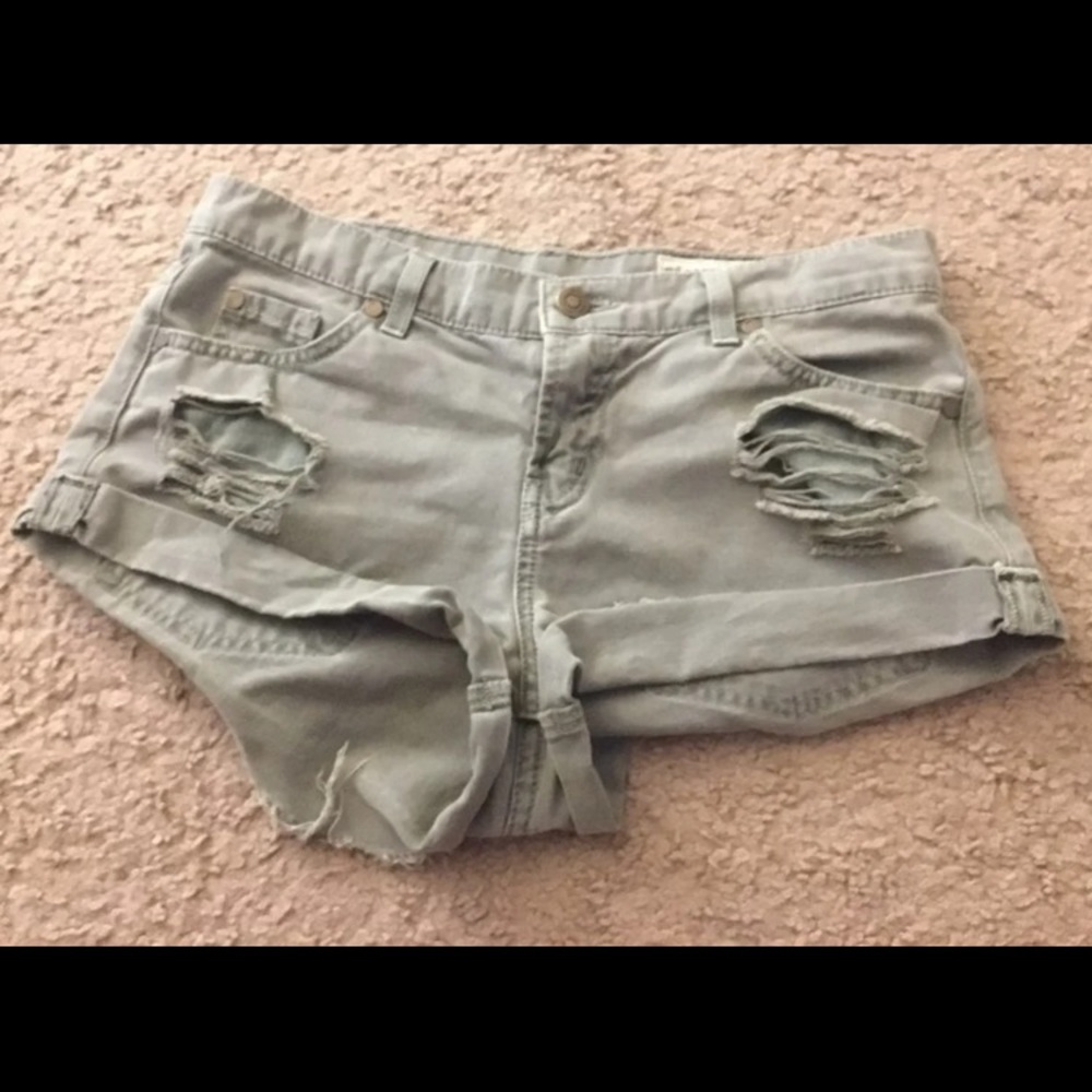 Olive Denim Shorts